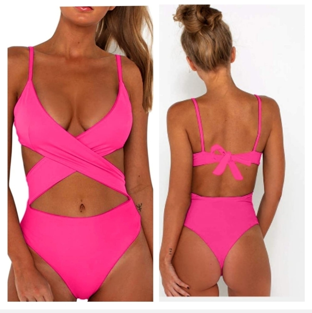🦩 NWOT CHYRII Sexy Criss Cross High Waisted Cut Out One Piece Monokini Swi…